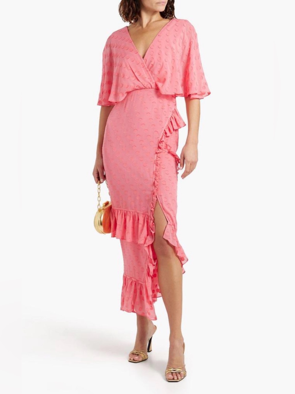 SALONI Women’s Rose wrap-effect fil coupé silk-blend chiffon maxi dress sz S